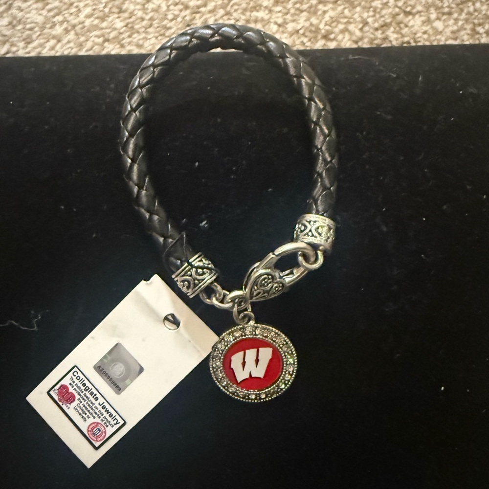 Wisconsin Badgers Black Braided Bracelet NWT